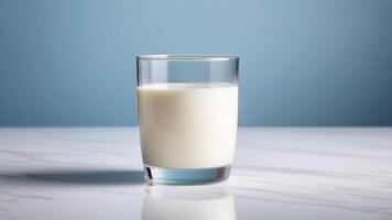 Glass of milk isolated on a white background with minimalistic style. concept of breakfast photo