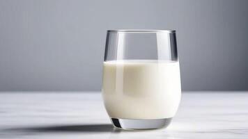 Glass of milk isolated on a white background with minimalistic style. concept of breakfast photo