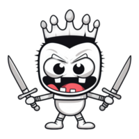 cartoon king with two swords and a crown png