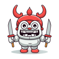 cartoon demon with two swords on his back png
