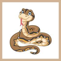 Cartoon reticulated python isolated on white background vector