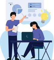 a team brainstroming process for business management vector