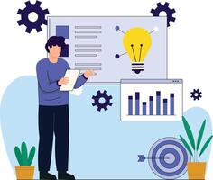 a man finding idea and solution target for business simple flat design style vector