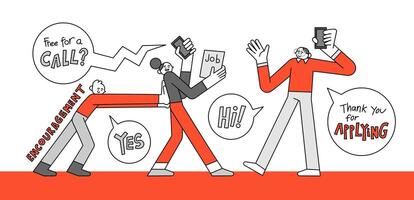 Being Supportive of the Candidate Hand Drawn Character Illustration vector