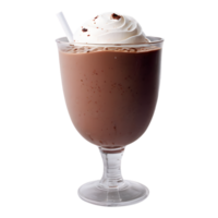 A glass of chocolate milkshake with whipped cream isolated on transparent background png