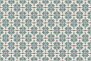 Pixel art seamless pattern with teal and dark gray geometric motifs on light beige background. Ideal for textiles, home decor, and various craft projects, blending traditional and modern styles. vector