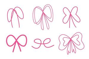 Various abstract bow or ribbon hand drawn with line for element and illustration vector