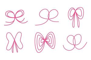 Various abstract bow or ribbon hand drawn with line for element and illustration vector