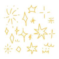 Various star and sparkle doodle hand drawn for element and illustration vector