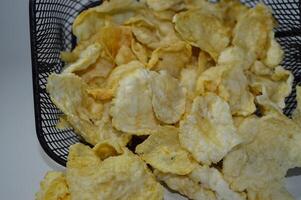 Emping Mlinjo is a kind of chip snack from Java, Indonesia photo