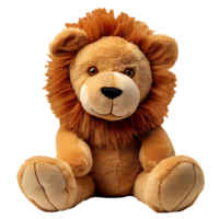 Plush lion toy sitting on a transparent background png