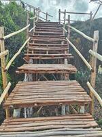 a simple ladder made of wooden branches that is neatly and uniquely made. photo