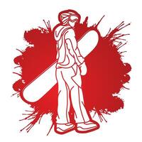 Snowboard Player Action Snowboarder Pose vector