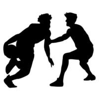 Silhouette image of two people playing basketball with a transparent background, usually for icons, logos, banners, advertisements vector