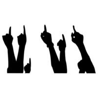 silhouettes of hands pointing up on a white background vector