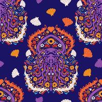 a colorful pattern with an octopus and shells vector