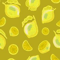 Texture stylized pattern with lemons and limes seamless endless rapport with overlapping pattern vector