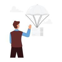 Character based flat illustration of air delivery vector