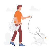 A flat style illustration of grocery shopping vector