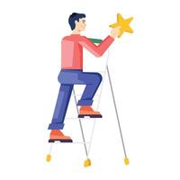 Man working on career advancement, flat illustration vector