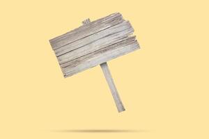 Old wooden sign float on brown background photo