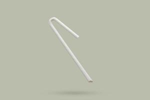 Biodegradable eco friendly white paper drinking straw mockup isolated on gray background photo