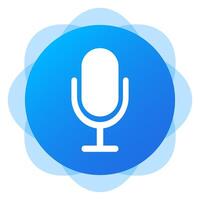 Microphone on blue background. Voice message, voice recorder, media, online communication, correspondence, messenger, mail, send, messaging, texting, search by sound, social media. illustration vector