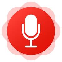 Microphone on red background. Voice message, voice recorder, media, online communication, correspondence, messenger, mail, send, messaging, texting, search by sound, social media. illustration vector