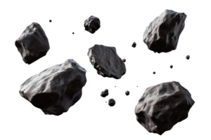 Scattered Asteroids in Space Representing Cosmic Debris png