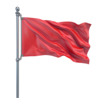 Red Flag Waving on Pole Isolated on Transparent Background AI-Generative png