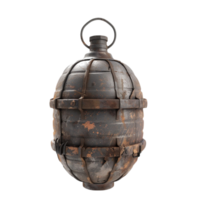 Old Rusty Metal Grenade on Transparent Background AI-Generative png