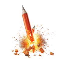 Pencil Exploding with Fire and Smoke AI-Generative png