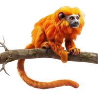 dorado mono sentado en un rama ai-generativo png