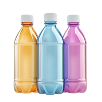 Different Coloured Plastic Bottles on Transparent Background AI-Generative png