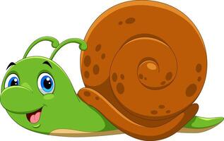 cartoon happy snail on white background vector
