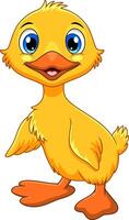 Cute duck cartoon with smiling facial expression vector