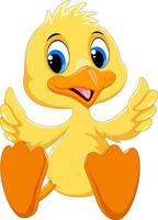 Cute duck cartoon with smiling facial expression vector