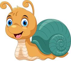 cartoon happy snail on white background vector
