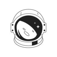 Y2k cosmonaut helmet with planet galaxy reflection pop art outline icon flat illustration vector