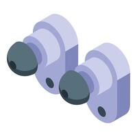 Wireless earbuds listening music device technology isometric view vector