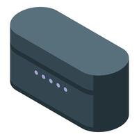 Wireless earbuds charging case is charging with led lights on vector
