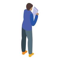 Office worker reading document isometric icon vector