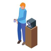 Office worker enjoying coffee break with coffee machine vector