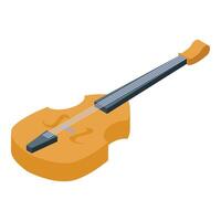Classical violin lying horizontally with bow isometric icon vector