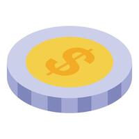 Gold dollar coin isometric style representing wealth vector