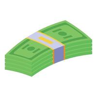 Big stack of paper money isometric icon vector