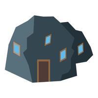 Stone age dwelling with windows representing primitive architecture vector