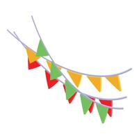 Colorful triangle flags hanging on string celebrating special occasion vector