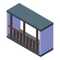 Modern balcony with wooden railing in isometric view vector