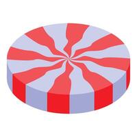 Round candy is showing swirl pattern with red stripes on it vector